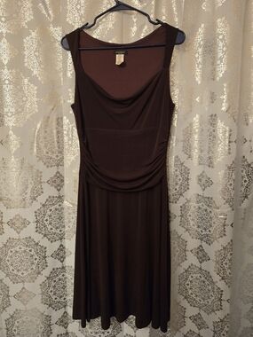 Alyn Paige Brown Sleeveless Draped Midi Dress